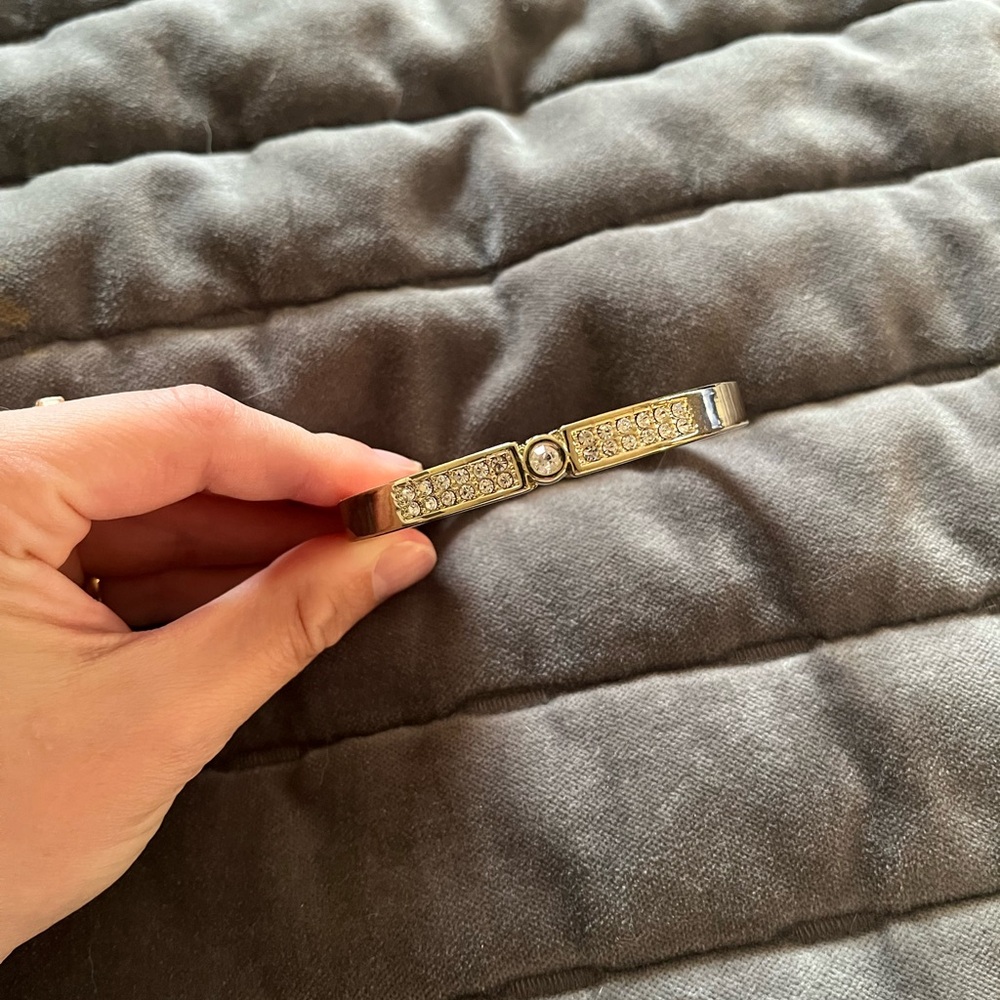 Elegant Gold Tone Bangle with Crystal Accents